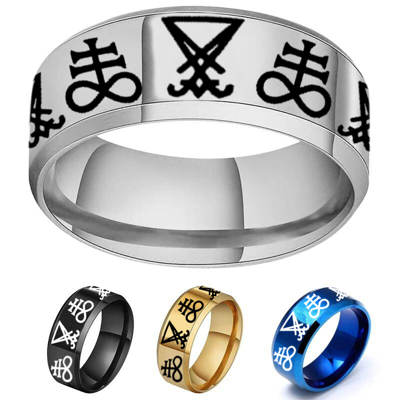 Mens Signet Ring - Vintage Gothic Lucifer Seal of Satan