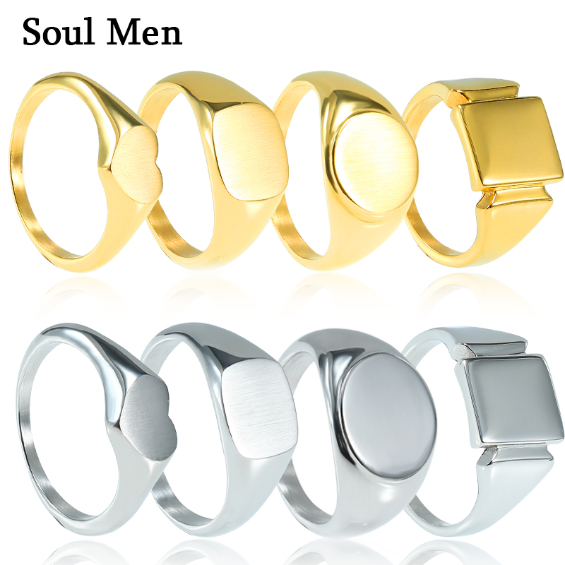 Mens Signet Ring - Linh Hồn Nam Thép Titan Nhẫn