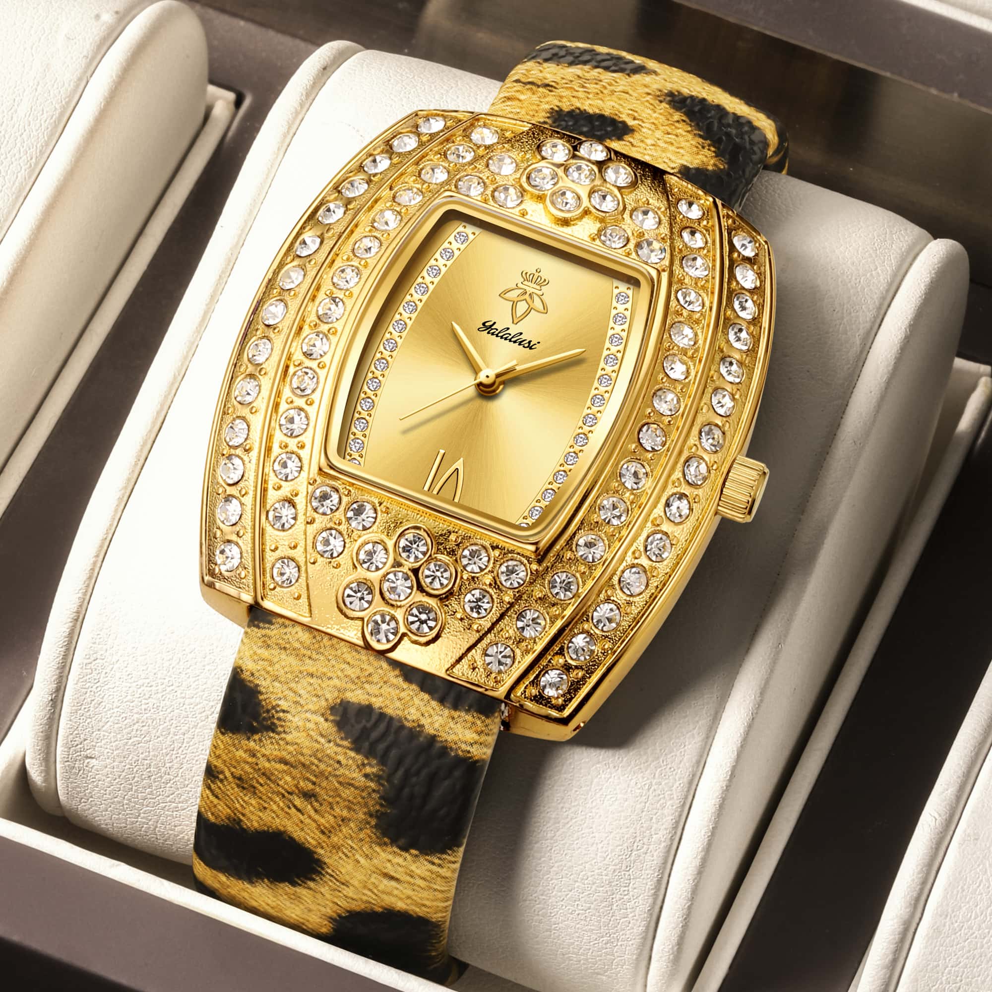 Jewelry Diamond Watches - YaLaLuSi Fashionable Ladies’ Diamond-Set Barrel-Shaped Large-Dial