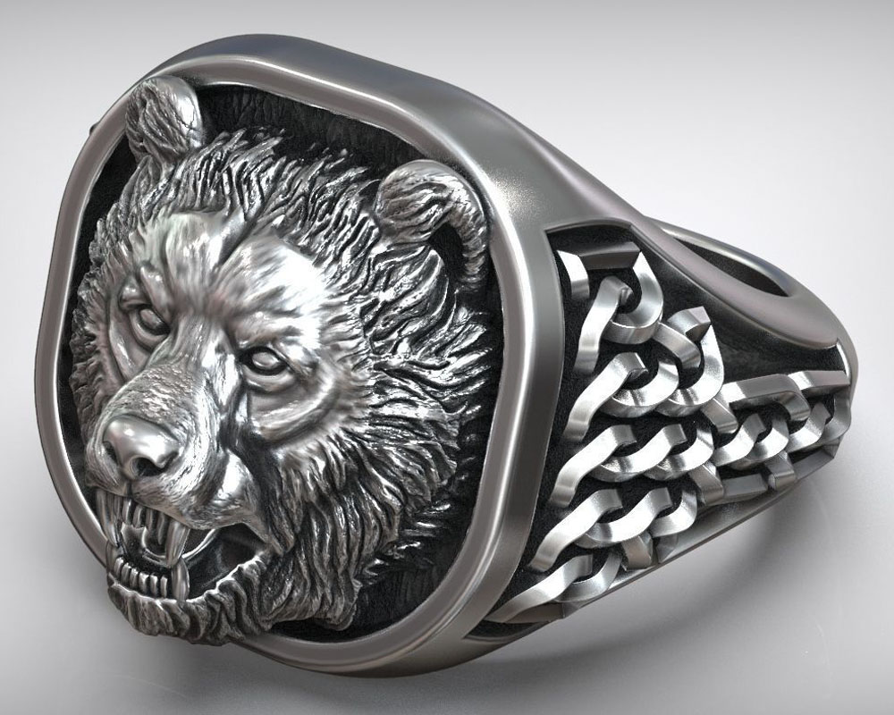 22g Viking Bear Head Nordic Or - đánh giá và giá Mens Signet Ring
