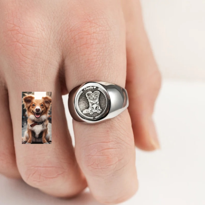 Custom Engrave Photo Signet Ri - đánh giá và giá Mens Signet Ring