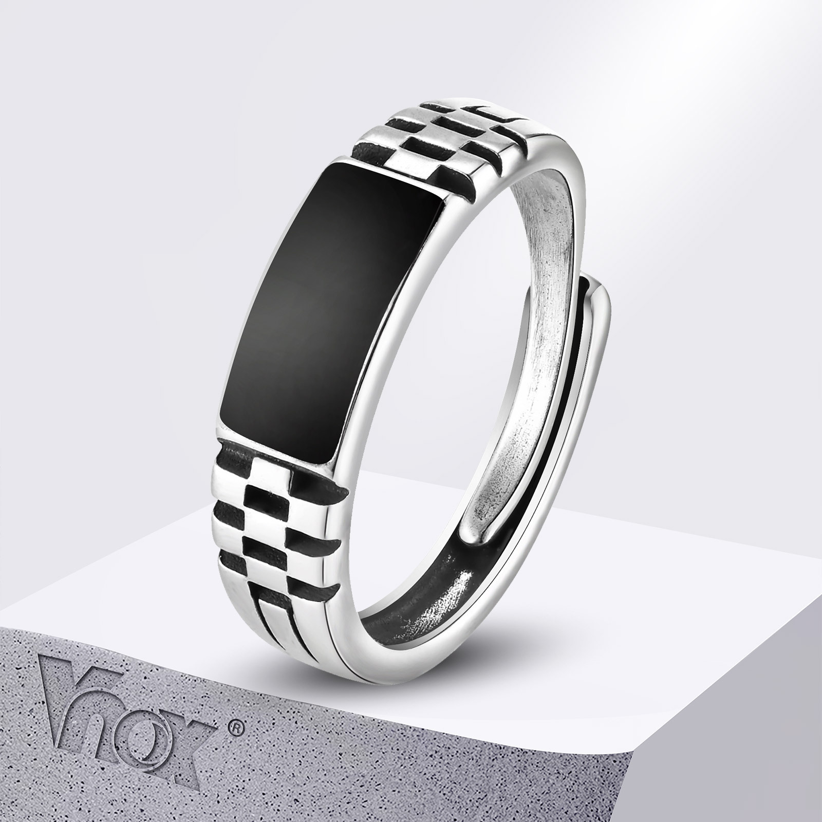 Vnox Mens Open Rings, Black En - đánh giá và giá Mens Signet Ring