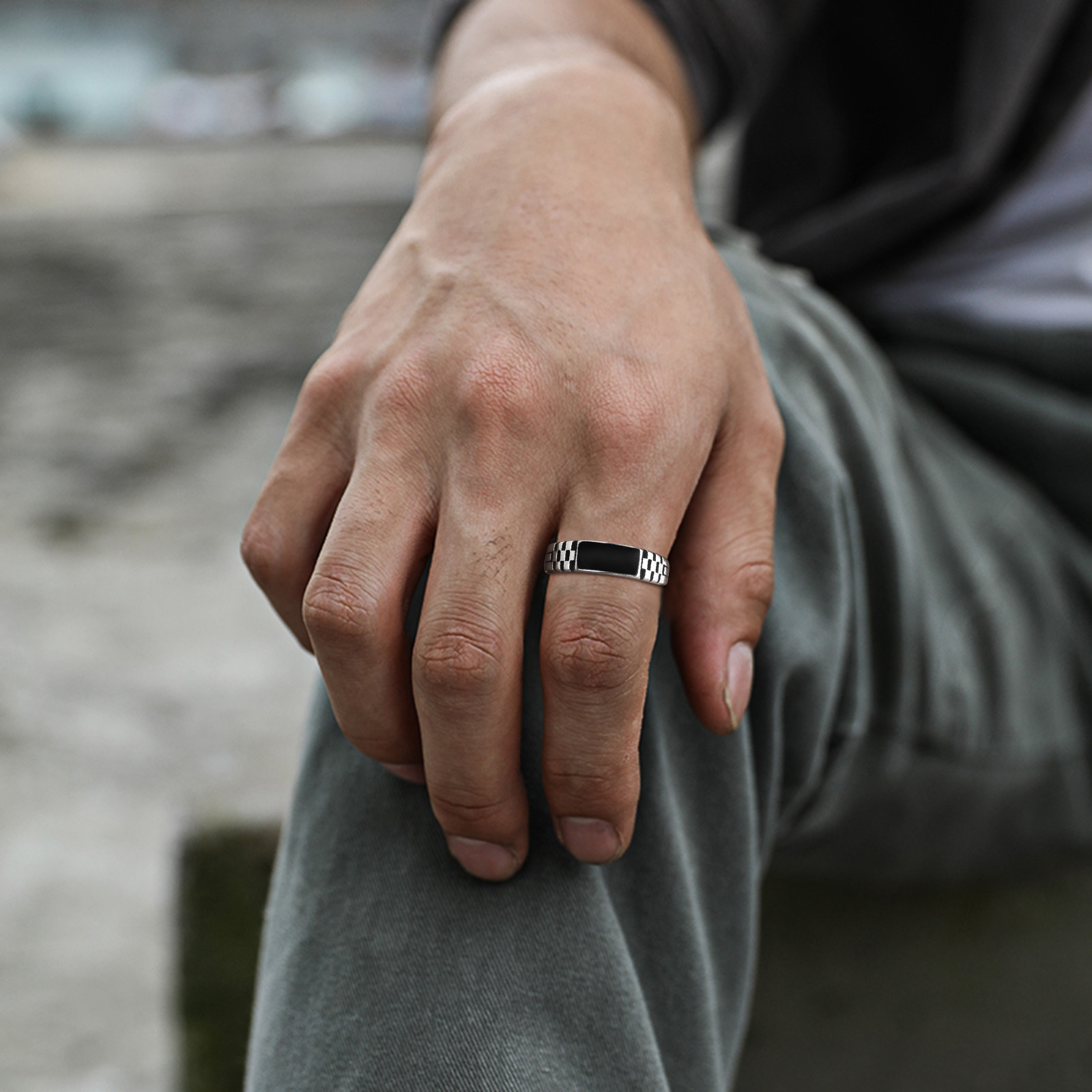Vnox Mens Open Rings, Black En - đánh giá và giá Mens Signet Ring