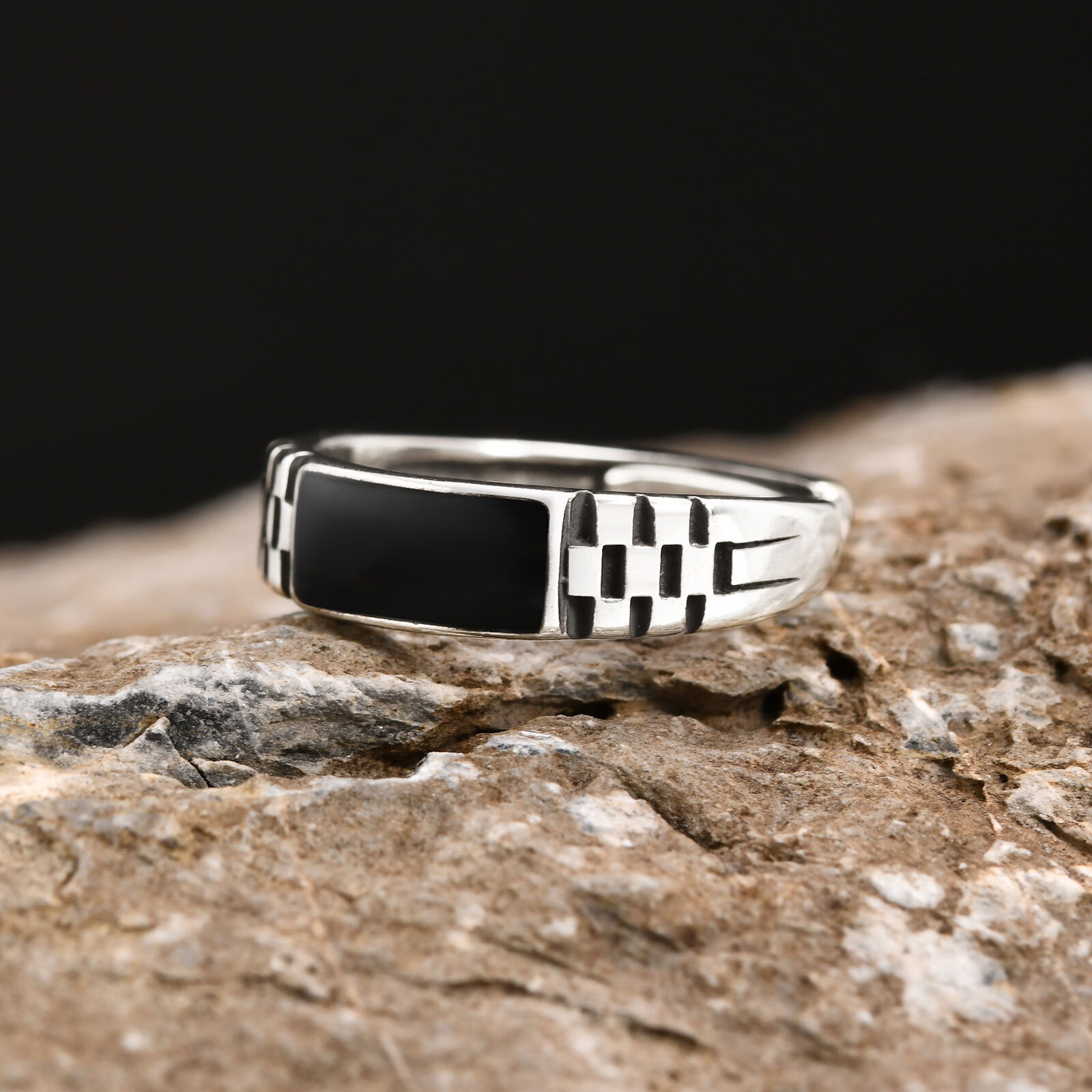 Vnox Mens Open Rings, Black En - đánh giá và giá Mens Signet Ring