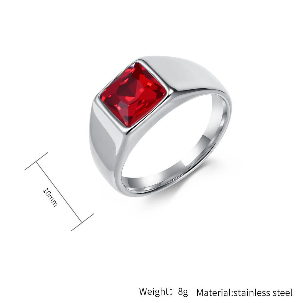 Stainless Steel Shinny Zircon  - đánh giá và giá Mens Signet Ring