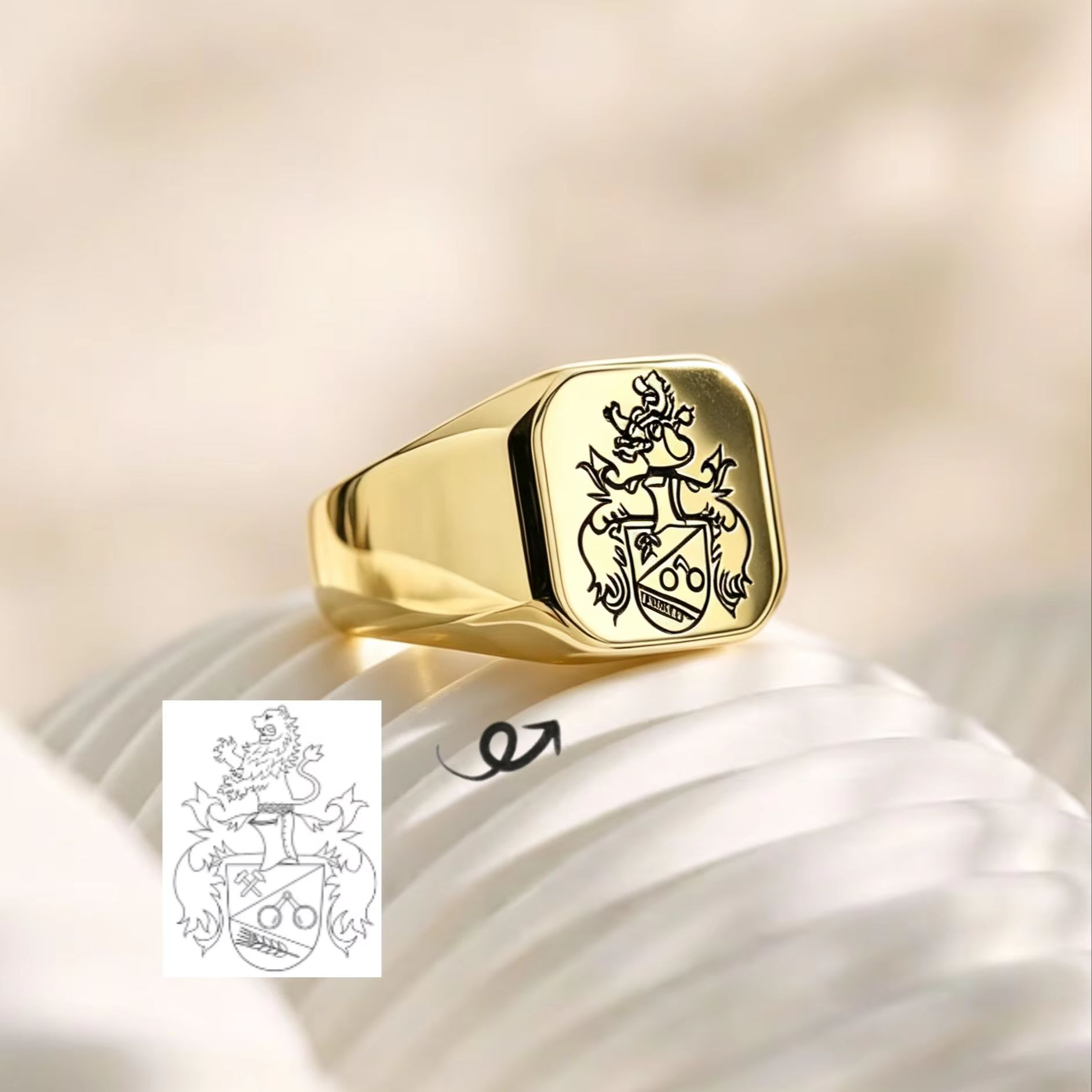 Custom Family Crest Signet Rin - đánh giá và giá Mens Signet Ring