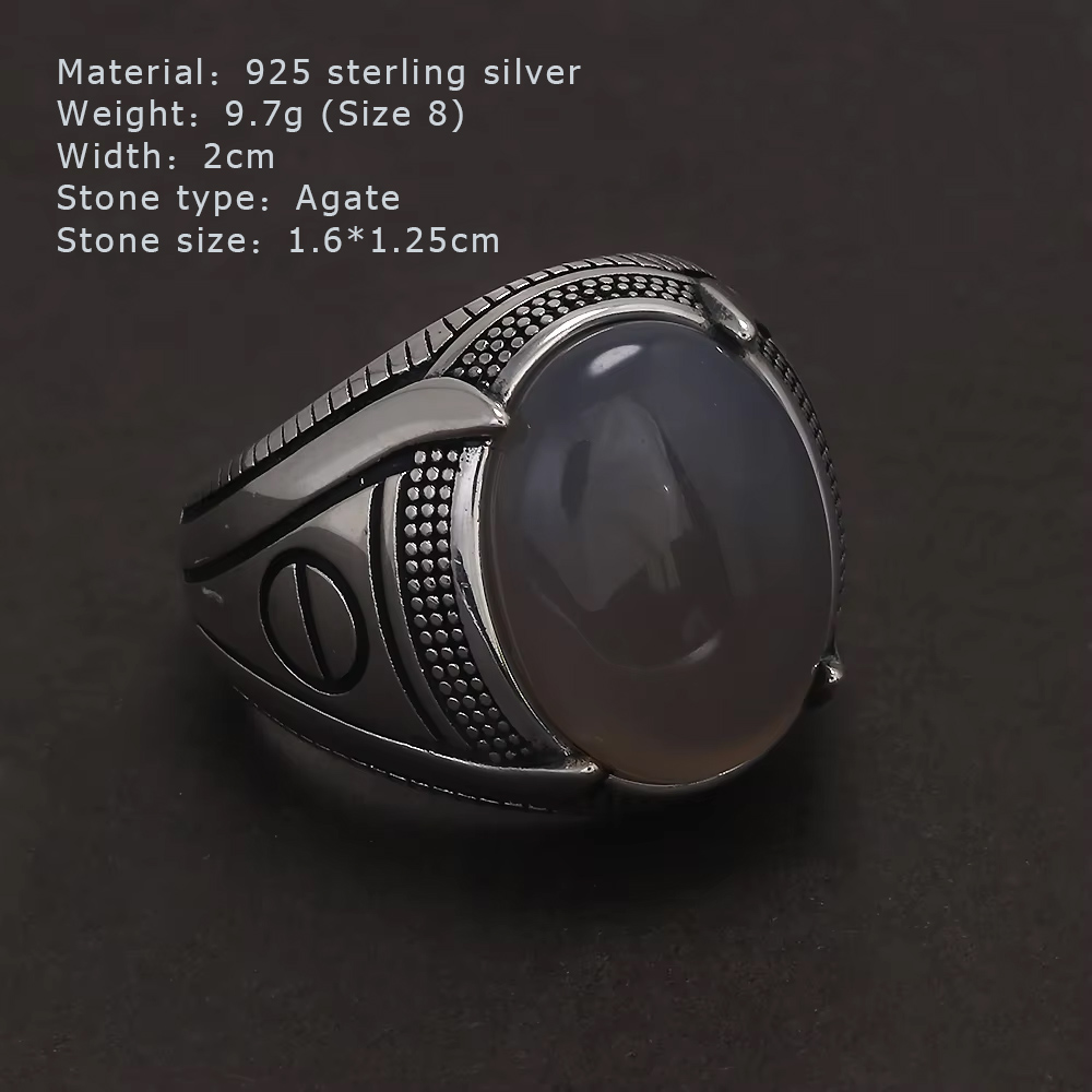 S925 Sterling Silver Agate Sig - đánh giá và giá Mens Signet Ring