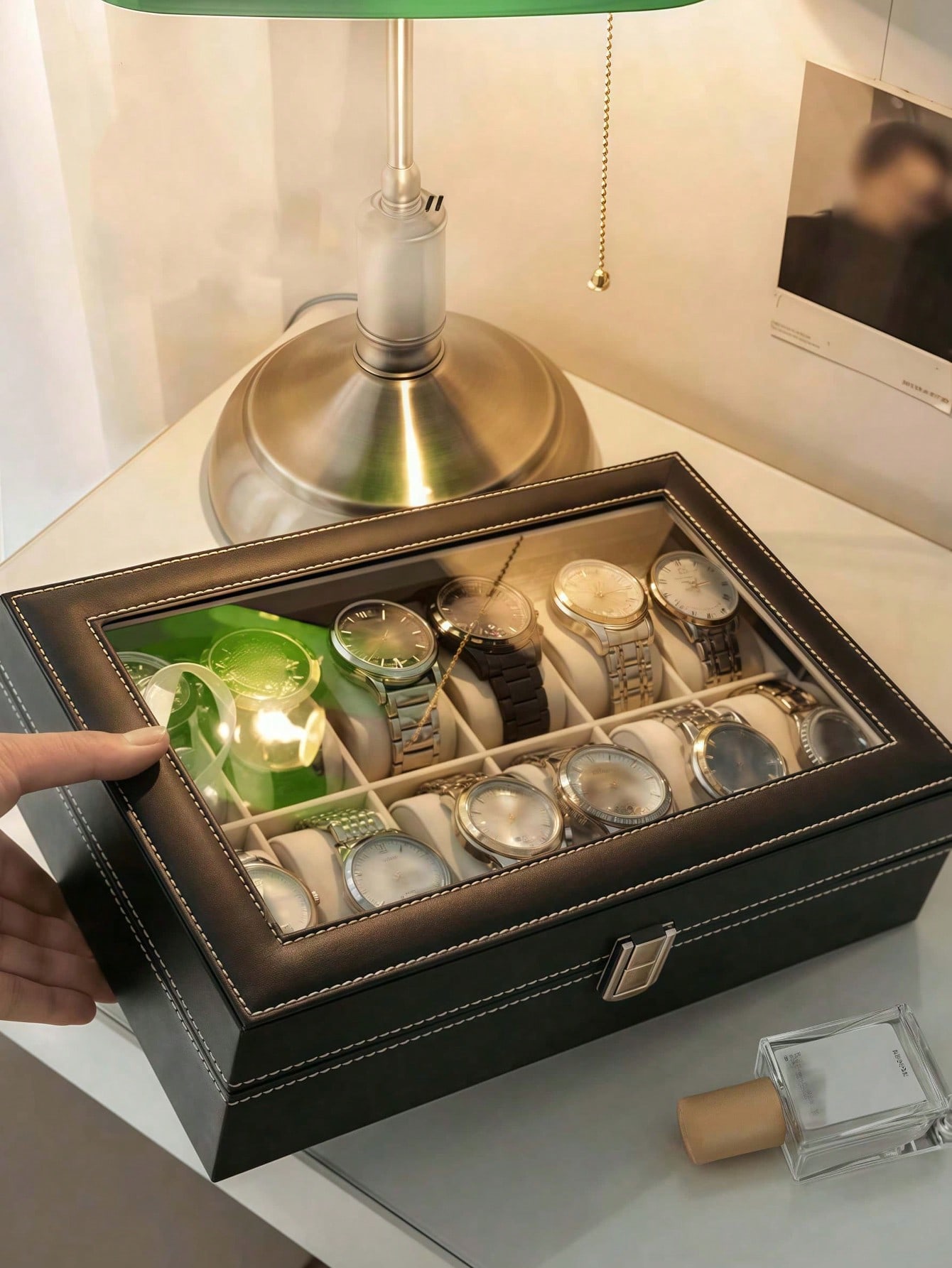 Leather Watch Box with Lock, L - đánh giá và giá Jewelry Stores Watches