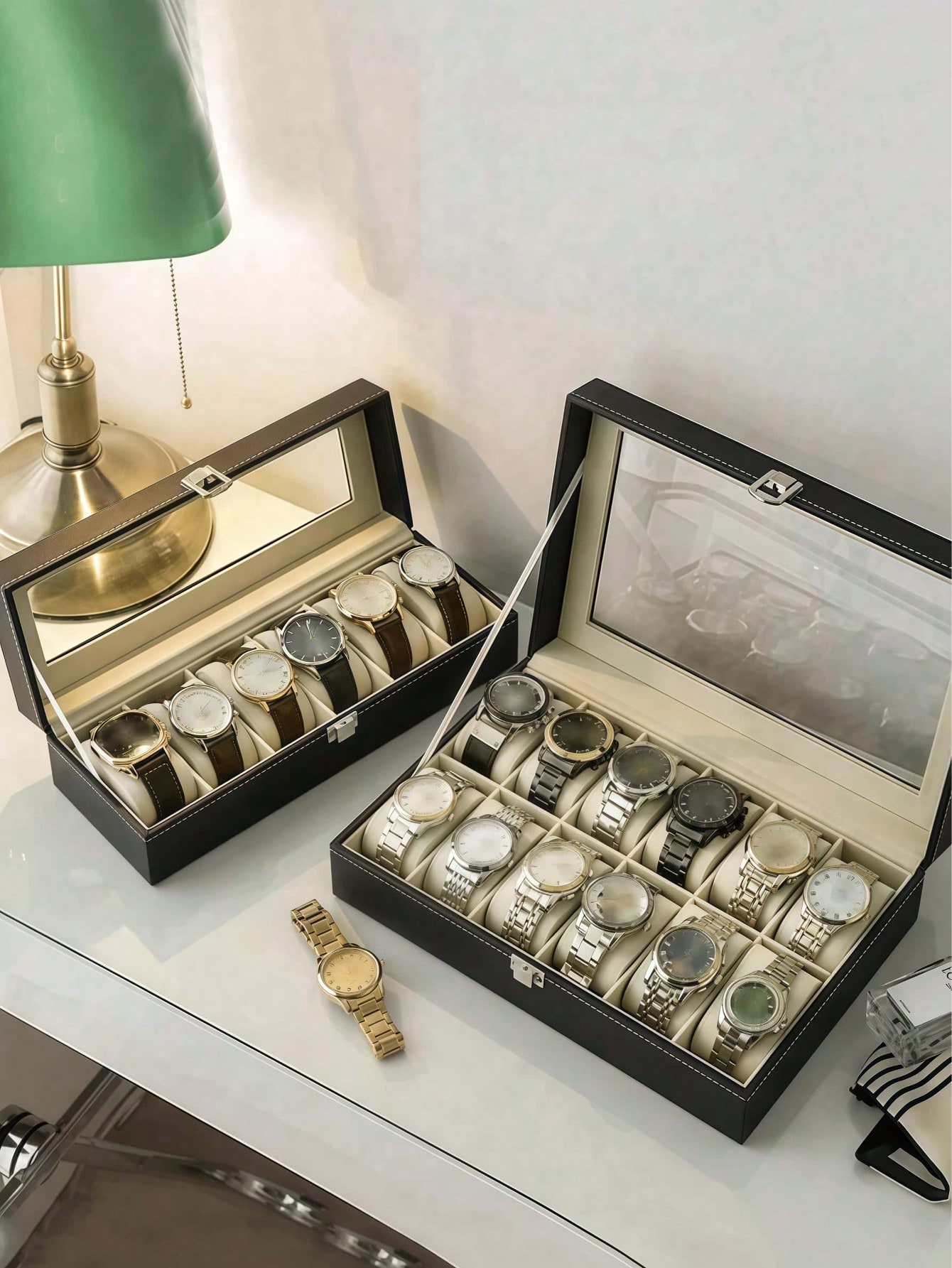 Leather Watch Box with Lock, L - đánh giá và giá Jewelry Stores Watches