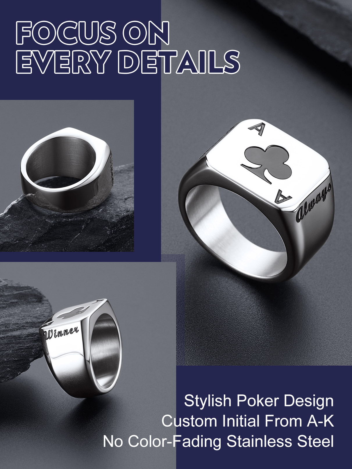 U7 Customized Square Rectangle - đánh giá và giá Mens Signet Ring