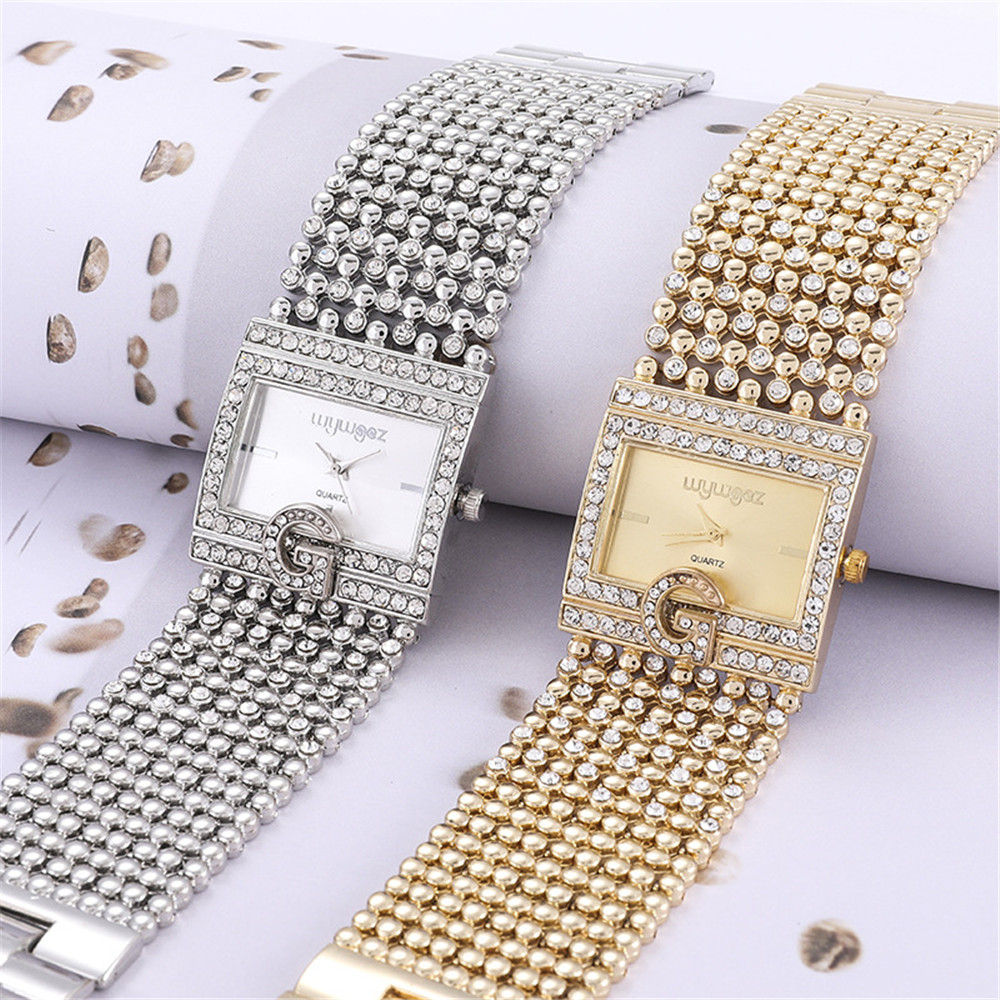 Đơn Giản Vuông Vàng Đồng Hồ Nữ - đánh giá và giá Jewelry Diamond Watches