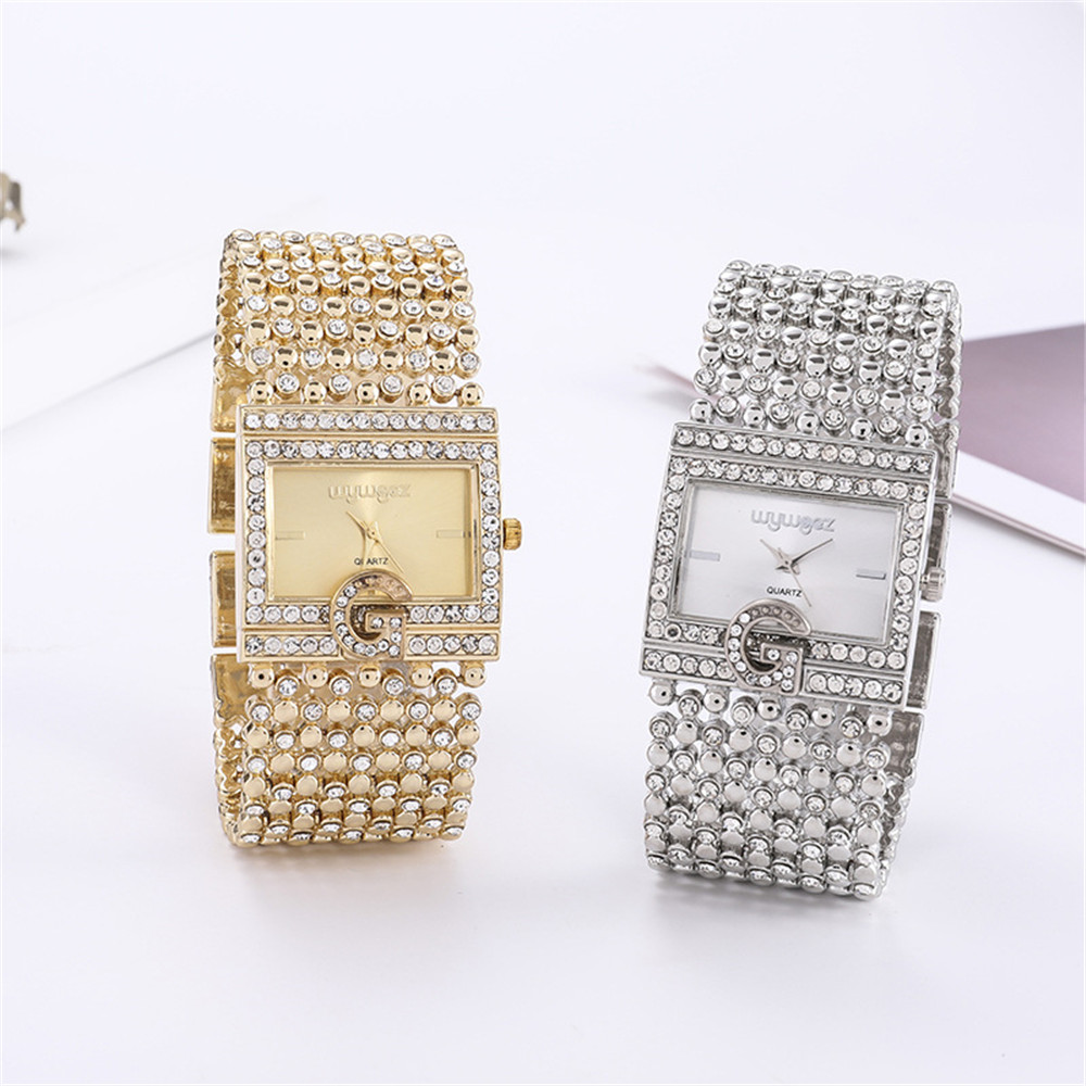 Đơn Giản Vuông Vàng Đồng Hồ Nữ - đánh giá và giá Jewelry Diamond Watches