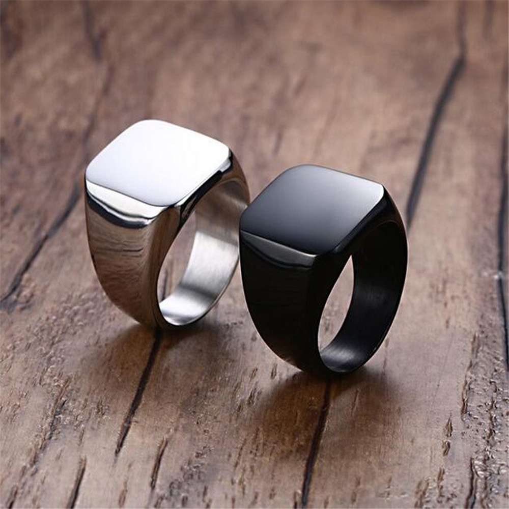 Fashion Men Black Smooth Stain - đánh giá và giá Mens Signet Ring