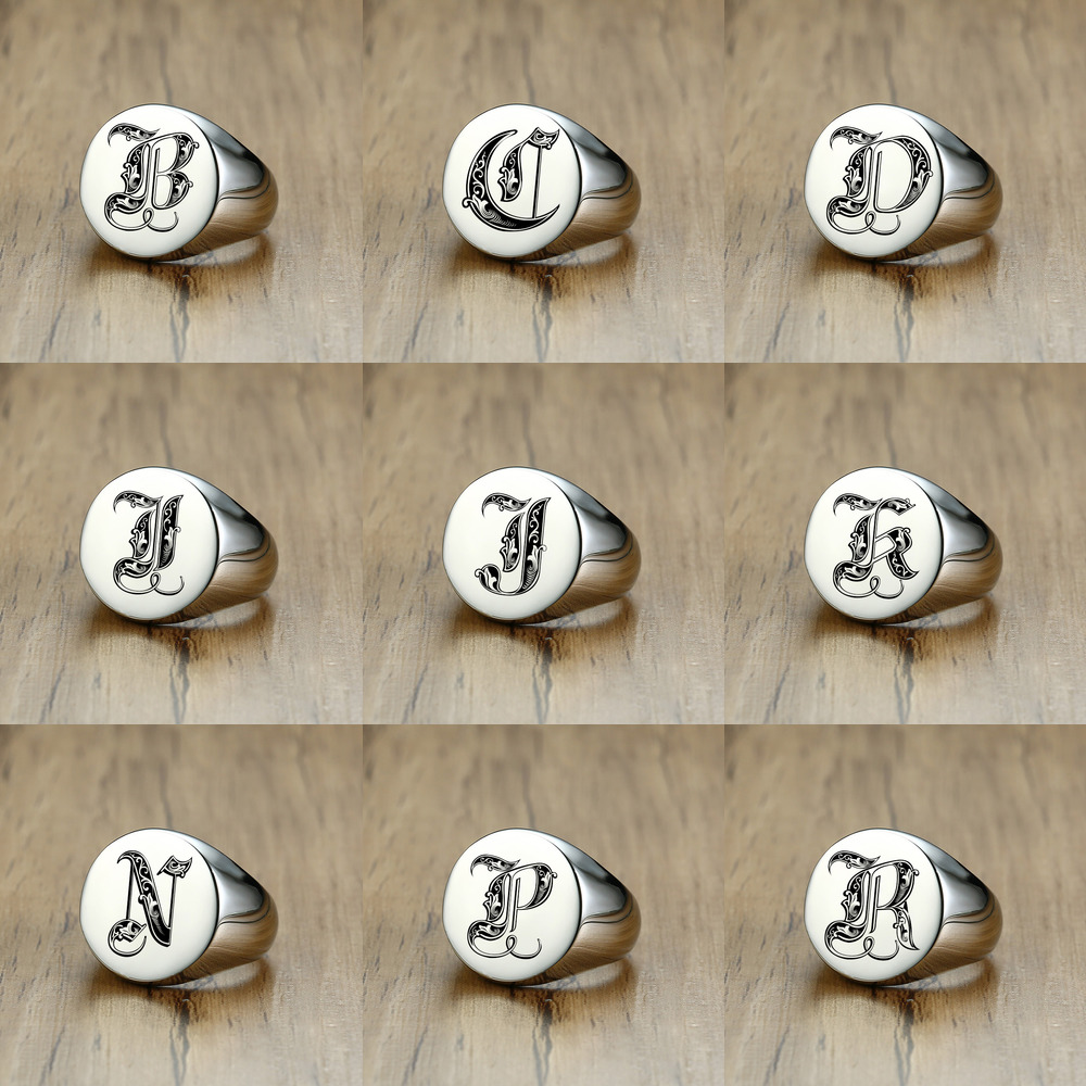 Vnox Kiểu Dáng Hoa Văn Chữ Ban - đánh giá và giá Mens Signet Ring